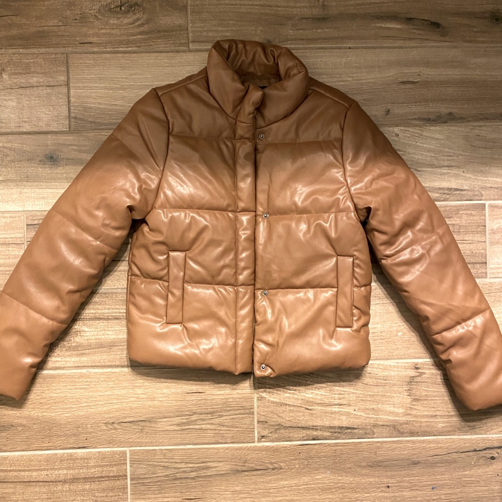 Pleather Tan Puffer